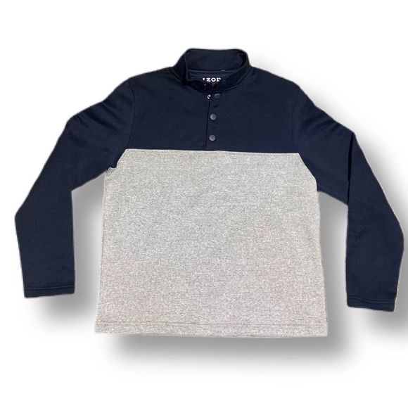 Izod Other - IZOD Sharkskin Fleece Button Up Pullover Sweater Navy/Heather Grey Men's Size S